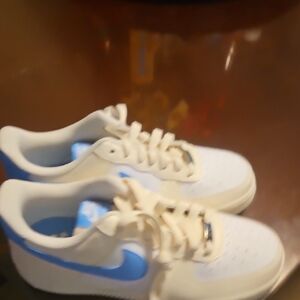 Women AIR Force 1 Blue and White Sneakers